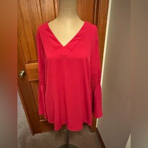 Michael Kors Red  V-Neck Tunic Top